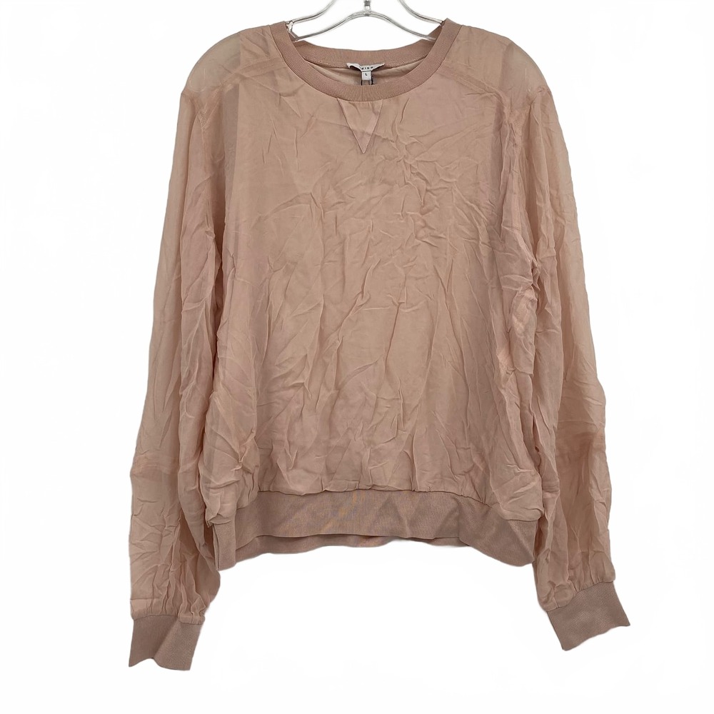 Reiss Pink Blouse Sheer Sleeve | Womens L